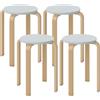 HOMCOM Set 4 Sgabelli Rotondi Impilabili in Legno Grigio, Ø40x45 cm | Aosom Italy
