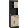 HOMCOM Mobile Dispensa in Legno con Cassetto, 2 Ripiani Aperti e Armadietti, 60x40x180 cm, Nero e color Legno | Aosom Italy