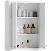 HOMCOM Mobile da Bagno a Parete in Legno con 2 Ripiani Regolabili su 3 Livelli, 61x20x84 cm, Bianco | Aosom Italy