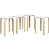 HOMCOM Set 4 Sgabelli Rotondi Impilabili in Legno Bianco, Ø40x45 cm | Aosom Italy