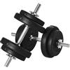 HOMCOM Set Manubri Pesi 20 kg (4x2.5 kg, 4x1.5 kg) con 8 Dischi e 2 Manubri da 2 kg, 43x18x7.5 cm, Nero | Aosom Italy