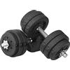 HOMCOM Set Pesi Manubri da 30 kg (8x2.5 kg, 4x1.5 kg) con 12 Dischi e 2 Manubri da 2 kg, 43x18x7.5 cm, Nero | Aosom Italy