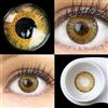 GLAMLENS Lenti a contatto colorate marroni Flora Honey - mensili - con porta lenti a contatto - marrone naturali in silicone idrogel - 2 pezzi - DIA 14.50 - senza correzione 0.00 diottrie