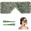 gemshan Maschera per occhi in giada con cinturino regolabile per le orecchie, 100% vera gemma naturale, maschera facciale riutilizzabile in giada per alleviare il gonfiore, impacco caldo freddo per