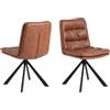 AC Design Furniture Kim - Sedia per sala da pranzo, in poliuretano, stile cognac, 4 stelle, struttura opaca, verniciata a polvere, in acciaio con funzione girevole, trapuntatura trasversale e chiusura