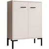 MB Muebles Bonitos, Credenza piccola Lander L15, Stile Moderno, Madia bassa multiuso con 2 ante, Bianco, 60x84x30cm