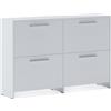 Arreditaly Scarpiera salvaspazio 4 Ante A Ribalta Moderna Maniglie In Alluminio Mobile Ingresso Slim Salvaspazio Per Scarpe Portascarpe Design Minimal Bassa 79.4 x 120 x 28 Cm Bianco