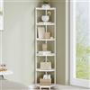 Hzuaneri Mensola Angolare, Scaffale Portaoggetti con Struttura in Metallo, Supporto per Piante, Libreria Angolare per Soggiorno, Home Office, Camera da Letto, 6 Ripiani, Bianco CS06013W