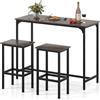 RELAX4LIFE Set Tavolo da Bar e Sedie, Tavolo da Pub Rettangolare 120 cm con 2 Sgabelli, Set Tavolo Alto da Colazione con Struttura in Metallo e Poggiapiedi, per Sala da Pranzo Cucina (Grigio)
