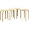 HOMCOM Set 4 Sgabelli Impilabili Rotondi, Sgabelli Moderni per Cucina e Bar in Legno, Ø40x54cm, Colore Legno Naturale
