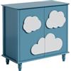 UEV Credenza Soggiorno con Motivo a Nuvola, Mobiletto Cucina Multifunzionale con Ripiani Regolabili, Credenza Moderna con Maniglie Nascoste, 80 x 40 x 77 cm, Blu