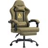 Andyou Sedia Gaming, Sedia da Ufficio Ergonomica, Sedie da Corsa Per PC, Pelle PU, Ampia Sedie Operativa Girevole Regolabile con Poggiapiedi, Carico 150 kg