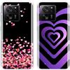 SEHEYA 2 Pezzi Custodia per Xiaomi 13T/Xiaomi 13T Pro Cover Aesthetic Disegni Fantasia Silicone Bumper Case Ultra Sottile TPU Morbido Antiurto Protettiva Custodie, Nero Viola Cuore