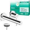 hansgrohe Zesis S - Rubinetto lavabo a incasso per montaggio a parete con scarico, Miscelatore lavabo risparmio idrico (EcoSmart+) con bocca di erogazione 19,4 cm, cromo, 74750000