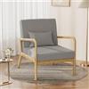 FiveWillowise Poltrona imbottita con braccioli, poltrona lounge con telaio in legno massello, poltrona relax per soggiorno, camera da letto, poltrona con cuscino lombare, poltrona per orecchie, sedia