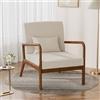 FiveWillowise Poltrona imbottita con braccioli, poltrona lounge con telaio in legno massello, poltrona relax per soggiorno, camera da letto, poltrona con cuscino lombare, poltrona per orecchie, sedia