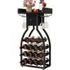 IBUYKE Portabottiglie da Terra per 15 bottiglie,Porta Vino con Porta Calici e Cassetti,Organizzatore da Bar per Bottiglie di Vino,Cantina Vino per Cucina,Sala da Pranzo, Bar,Nero,TMJ908B