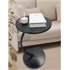 ZOYIZEN Tavolino in Legno Nero, Tavolino da Caffè Rotondo, Piccolo Tavolino a Forma di C, Diametro del Piano 40 cm, Altezza 60 cm, Tavolino per Divano, Soggiorno