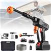 BAKENLON 60 Bar Idropulitrice Portatile a Batteria, Idropulitrice a Batteria con 6 In 1 Ugello e Tubo da 5M, con 2 batterie per Auto Pulire Giardino Terrazza