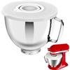 PQPO Set Di Ciotole Per Impastatrice Da 5 Quarti In Acciaio Inox Compatibile Con I Mixer A Colonna Inclinabili Kitchen Aid Da 4,5 A 5 Quarti (Ciotola Da 5 Quarti＋Coperchio Bianco）