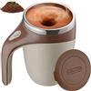 Zerodis Tazza da caffè con Agitazione Magnetica Elettrica, Tazza da Miscelazione in Acciaio Inossidabile Tazza da Viaggio Tazza da Miscelazione Automatica per caffè Latte Cacao, 380ML (Marrone)