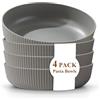 Kyraton ciotole per pasta Set di 4, Ciotole per insalate, 1,1 L minestre e pasta in plastica ininterruttibile, ideali per la casa, il ristorante, il campeggio e il picnic (Grigio)