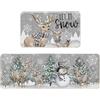 Artoid Mode Set di 2 tappeti da cucina con renne, albero, fiocchi di neve, pupazzo di neve, Natale, lavabili per interni ed esterni - 43x73 e 43x118 cm