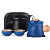fanquare Set da Tè in Porcellana Set da Tè Portatile da Viaggio Blu Mini Teiera Kung Fu Cinese con Infusore Borsa Portaoggetti per l'esterno
