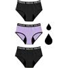 NoBlood - Set di 3 Slip da Ciclo Ragazza (Viola e Nero, 3XS)