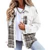 Peuignao Camicia Giacca Donna Scozzese Camicia Flanella Quadri Jeans Donna Shacket Camicia Denim Scacchi Oversize Larga Vintage Camicie Casual Donna Taglie Forti Camicia Quadretti Donna Primavera Bianco XXL