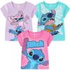 Disney Lilo & Stitch - Confezione da 3 magliette a maniche corte per bambine grandi, blu/rosa/viola, 14