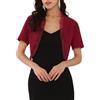 WOMLAYOUT Donna Coprispalle Elegante da Cerimonia Bolero Formale Maniche Corte Cardigan Corto Aperto sul Davanti Rosso Scuro M
