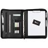 Vebon® - Cartella portadocumenti ad anelli Berlin, formato A4, con chiusura lampo, portablocco con clip e custodia per laptop, molto spaziosa, in similpelle, colore: nero