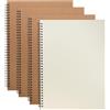 MAHIONG Confezione da 4 quaderni a griglia A4, rilegatura a spirale con copertina in carta kraft, quaderno a quadretti da 5 mm, per casa, ufficio, scuola, viaggi, 100 fogli/200 pagine