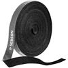 SEBSON Fascetta per Cavi riutilizzabili nera, 12mm x 15m Fascette a Strappo tagliabile regolabili, Tessuto, Tonde