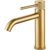 BOOXELY Rubinetto da bagno dorato, rubinetto da bagno con beccuccio, altezza 105 mm, monocomando, colore oro, in acciaio inox
