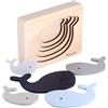 Kindsgut Puzzle animali in legno e gioco motorio, balena, 5 pezzi | Giocattolo educativo in legno per neonati e bambini, puzzle a strati per motricità fine, coordinazione e viaggi