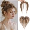 MY-LADY Fringe Clip Real Hair 100% Human Hair, Natural Bangs Extension Front Fringe Hairpiece Short for Women(Biondo Scuro/Marrone Medio)
