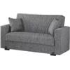 BellaHome Divano letto mali 2 posti con cassettone in tessuto grigio, 152x74x83 cm