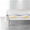 Douceur d'Intérieur, Tovaglia rettangolare (150 x 240 cm) Ondulys Bianco/Giallo, Poliestere Stampato