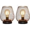 TRIROCKS Set di 2 Lampade da Tavolo Vintage a Batteria, Lanterne Metalliche Senza Fili con Bulbo LED per Matrimoni, Eventi, Patio, Interni (Decorazione)