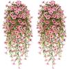 CONNECTION 4 Pezzi Pendenti Fiori Artificiali Cadenti 77cm Pianta Glicine Finta Fiori Finti Da Esterno Artificiali Decorazioni Pianta Cadente per Matrimonio Parete Balcone Giardino (Rosa)