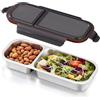 Guru-Shop Cestino Pranzo In Acciaio Inox – Set Da 2 Pezzi Con Scatola Interna, 4,5x17x11 Cm, Ideale Per Scuola E Campeggio