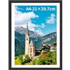 Lalieffacely Cornice A4, Cornice Foto, Cornici da Parete o Tavolo con Supporto Orientamento Orizzontale o Verticale, Cornici per Puzzle Parete Poster Diploma Universitario (Nero, A4(21x29.7cm)*1)