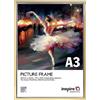 inspire by Hampton Frames Cornice per poster, formato A3 (30 x 42 cm), oro, plastica, avvolta in alluminio, frontale in acrilico, retro a goccia, montaggio a parete, per foto, certificati, opere