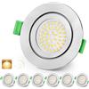 KYOTECH Faretti LED da Incasso per Cartongesso Dimmerabile 65-75mm Ultrasottili 5W IP65 Faretto Incasso Cartongesso Bianco Calda 2700K Faretti da Incasso per Bagno, Set di 6 Nichel (Non Ruotabile)