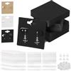 Swpeet Set da 400 Carte per Espositore Orecchini - Carte Nere da 5,08 x 5,08 cm Quadrate con 6 Fori Pretagliati, 200 Ganci in Silicone per Orecchini, 100 Sacchetti Autosigillabili Trasparenti