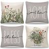 DakTou Cuscini per Divano 40x40 Federe Cuscini da Esterno Primavera Fiore Pianta Foglie Fattoria Modello Copricuscini Decorativi Fodera per Cuscino in Lino per Casa Soggiorno Camera da Letto Decor Set di 4