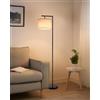 EDISHINE Lampada da Terra per Soggiorno con Paralume in Lino Beige con Angolo Regolabile, Attacco E27, Lampadine Non Incluse, Lampada da Terra in Metallo con Interruttore a Pedale