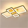Toolight Plafoniera LED Soffitto,54W 6075LM Dimmerabile Moderna Lampada da Soffitto con Telecomando/APP Funzione di Memoria,4 Quadrato Lampadario LED Soffitto in Acrilico per Camera da letto Soggiorno,Oro